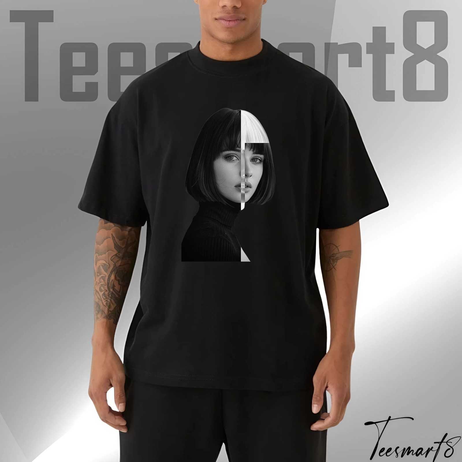 Black & White Girl Graphic T-Shirt – Minimalist Artistic Tee